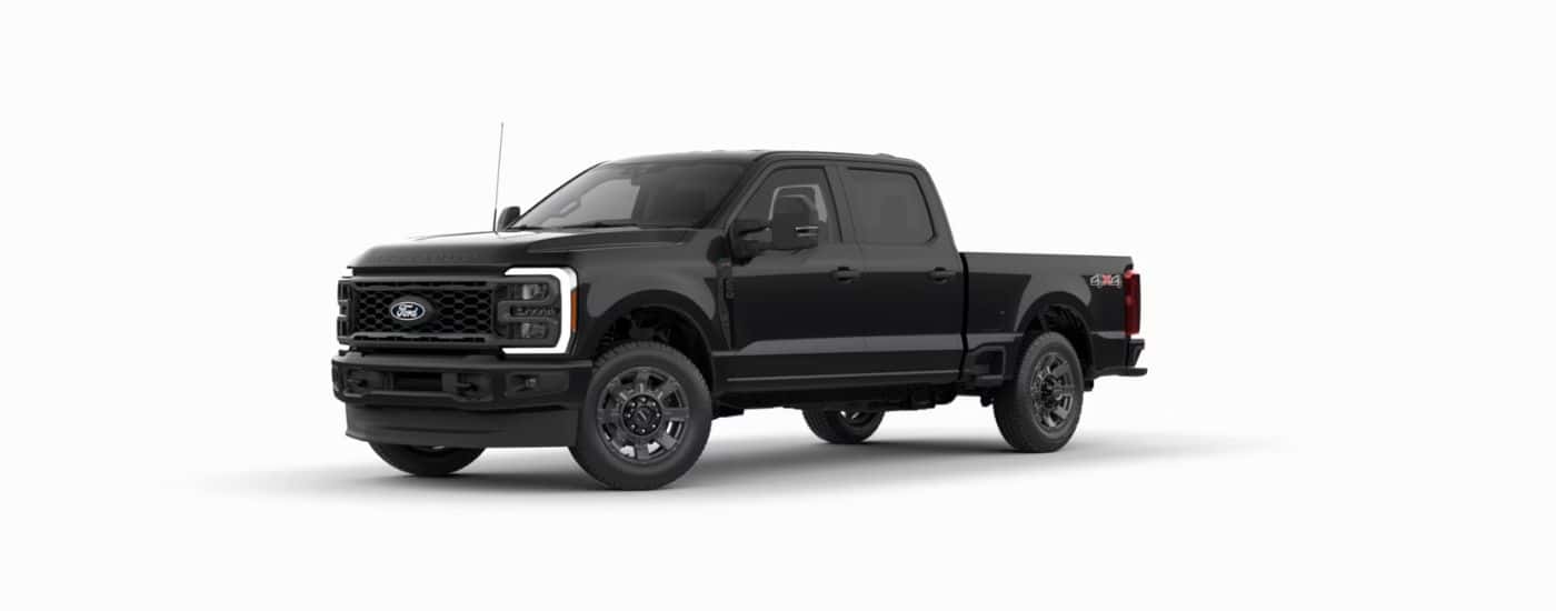 A black 2026 Ford F-250 XL STX angled left.