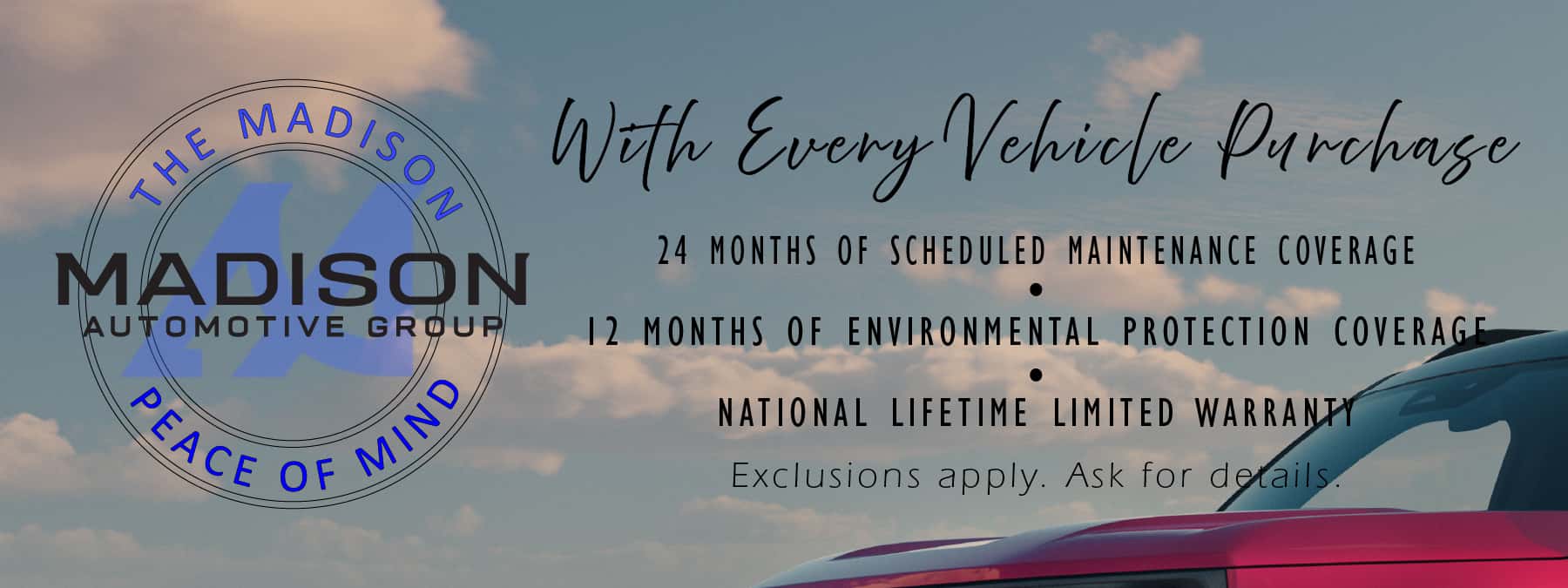 Madison Ford Indiana, featuring our unique Peace of Mind Warranty on All Our Vehicles! Learn more.