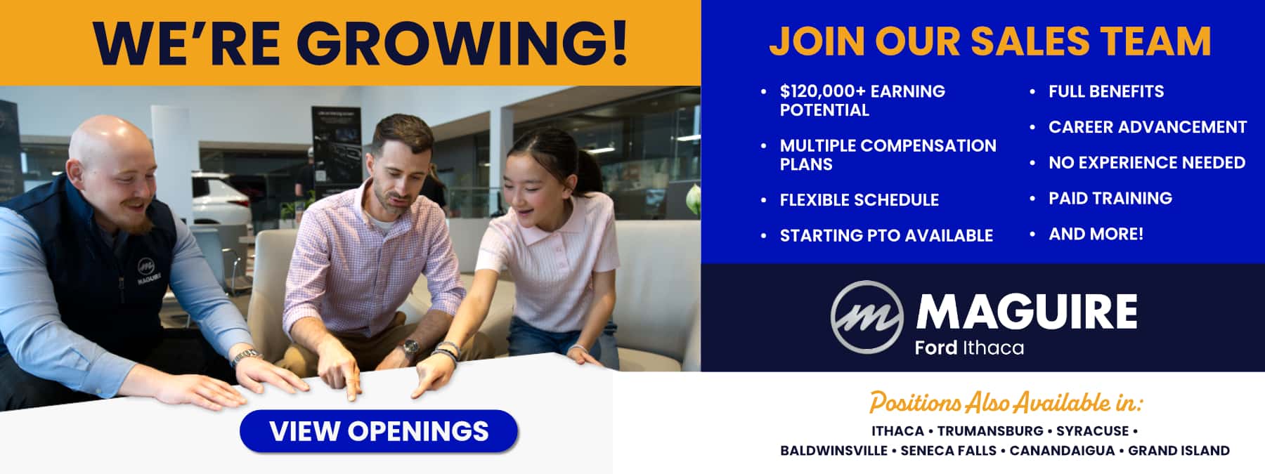 Now Hiring Sales Consultants at all Maguire Dealerships