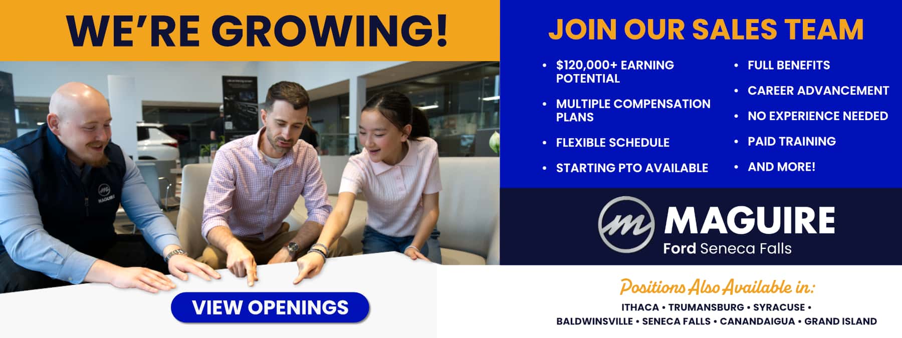 Now Hiring Sales Consultants at all Maguire Dealerships