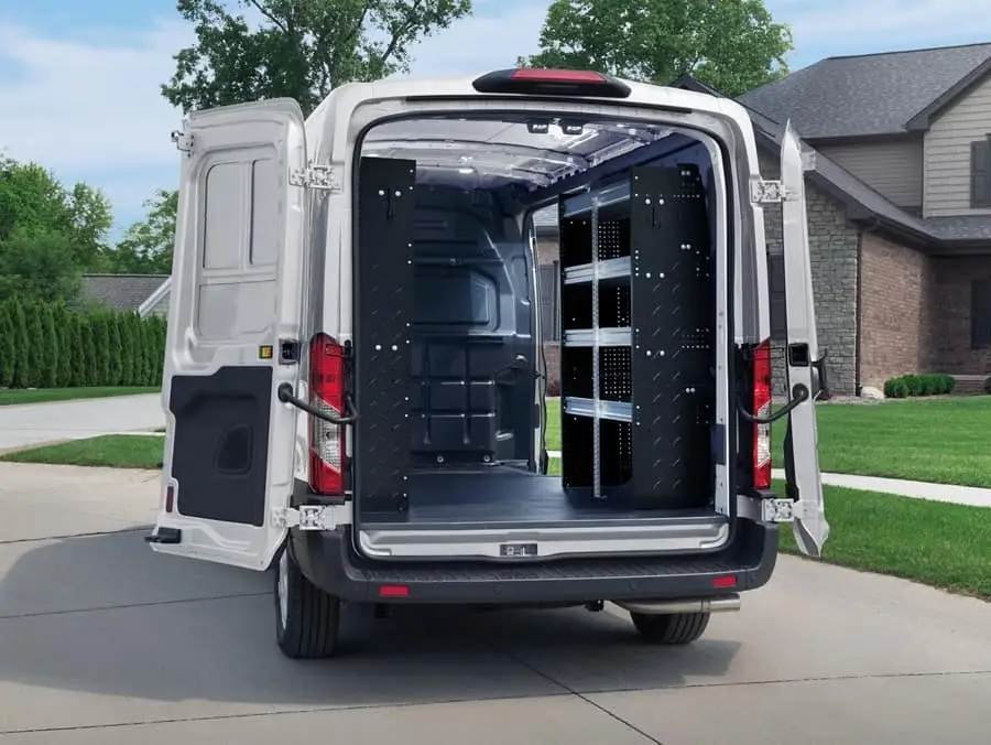 the back cargo view of an e-transit