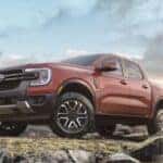 A red 2025 Ford Ranger