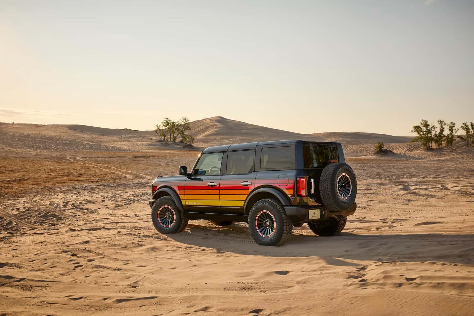 ford bronco free wheeling on desert road