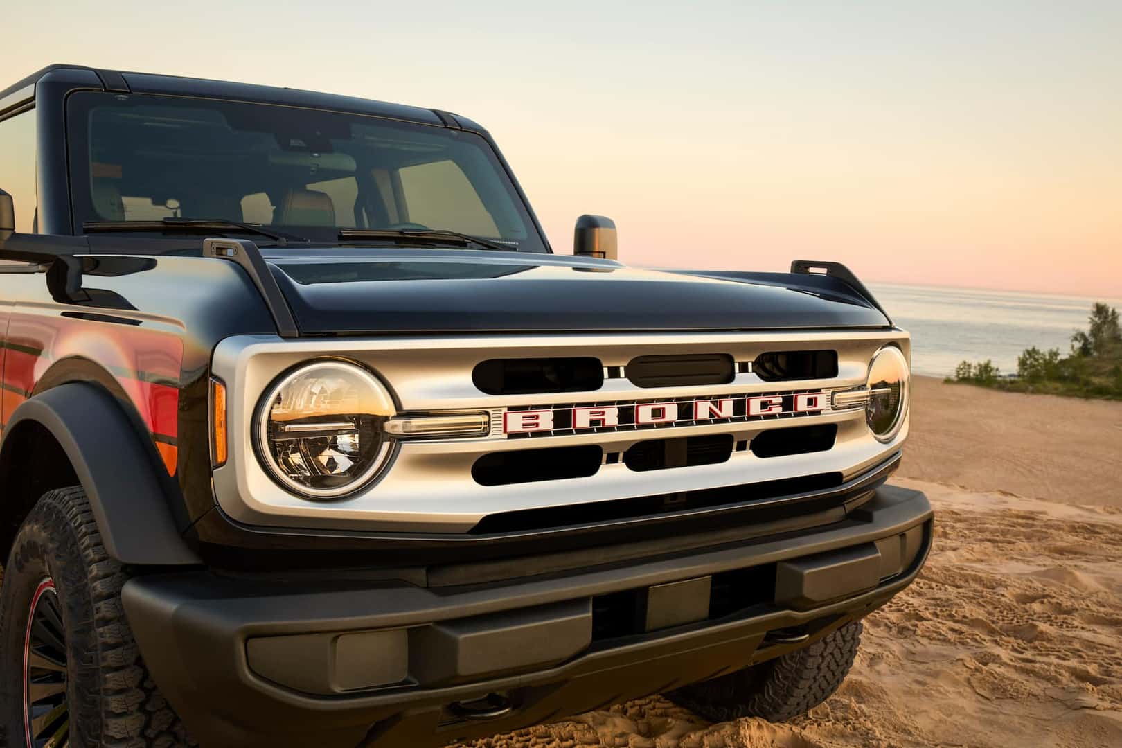 Ford Bronco off roading on a desert road