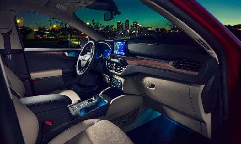 2022 Ford Escape interior front seats at night
