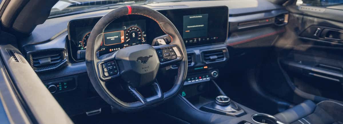 Interior technology and performance features in the 2026 Mustang Dark Horse SC