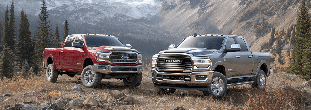 Ford F-150 and Ram 1500 trucks side by side