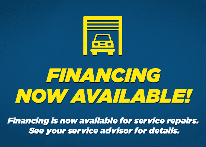 Financing is now available for service repairs! Ask your Nucar service advisor for details.