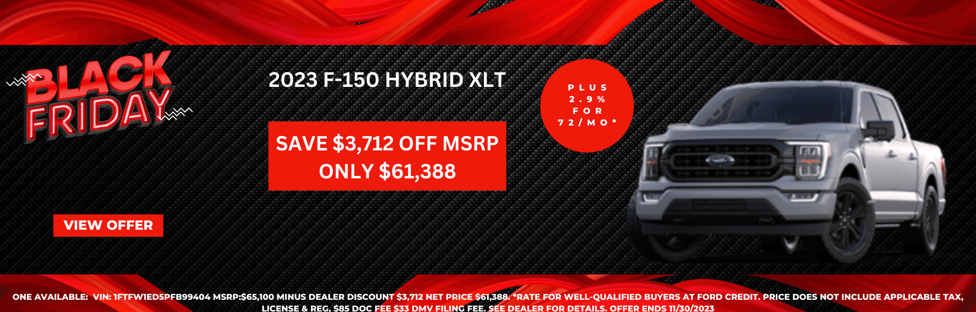 Save $3,712 Off MSRP on 2023 Ford F-150 XLT