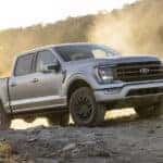 A silver 2021 Ford F-150 Tremor is shown from the front at an angle.