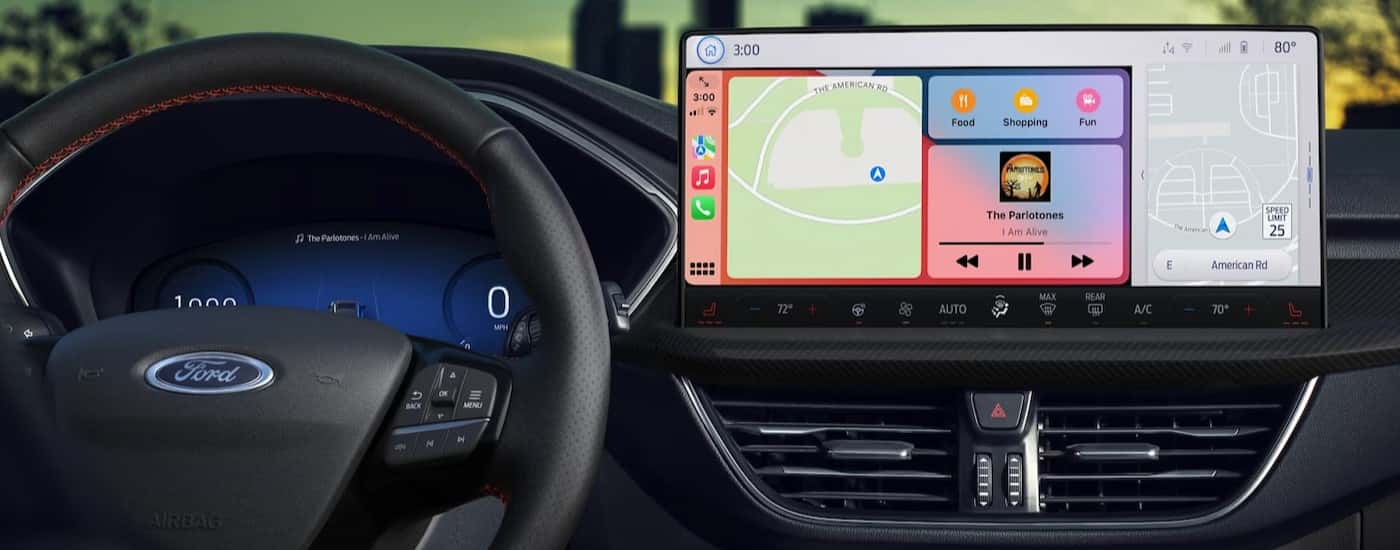 A close-up of the dash is shown in a 2024 Ford Escape.