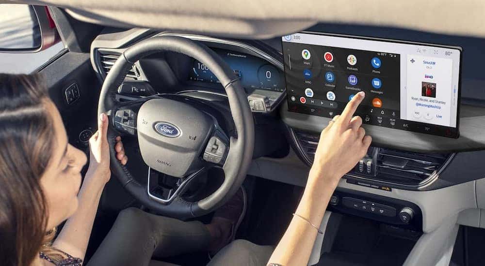 Close-up of the gray dash in a 2025 Ford Escape for sale.