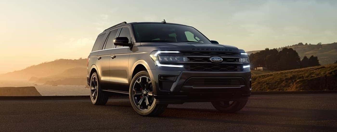 A black 2023 Ford Expedition for sale near Candler parked on a costal lot.