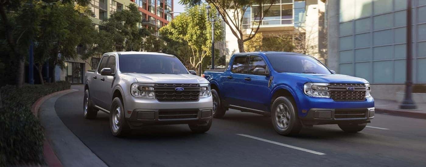 A blue and silver used 2023 Ford Maverick XL and XLT for sale near Greenville