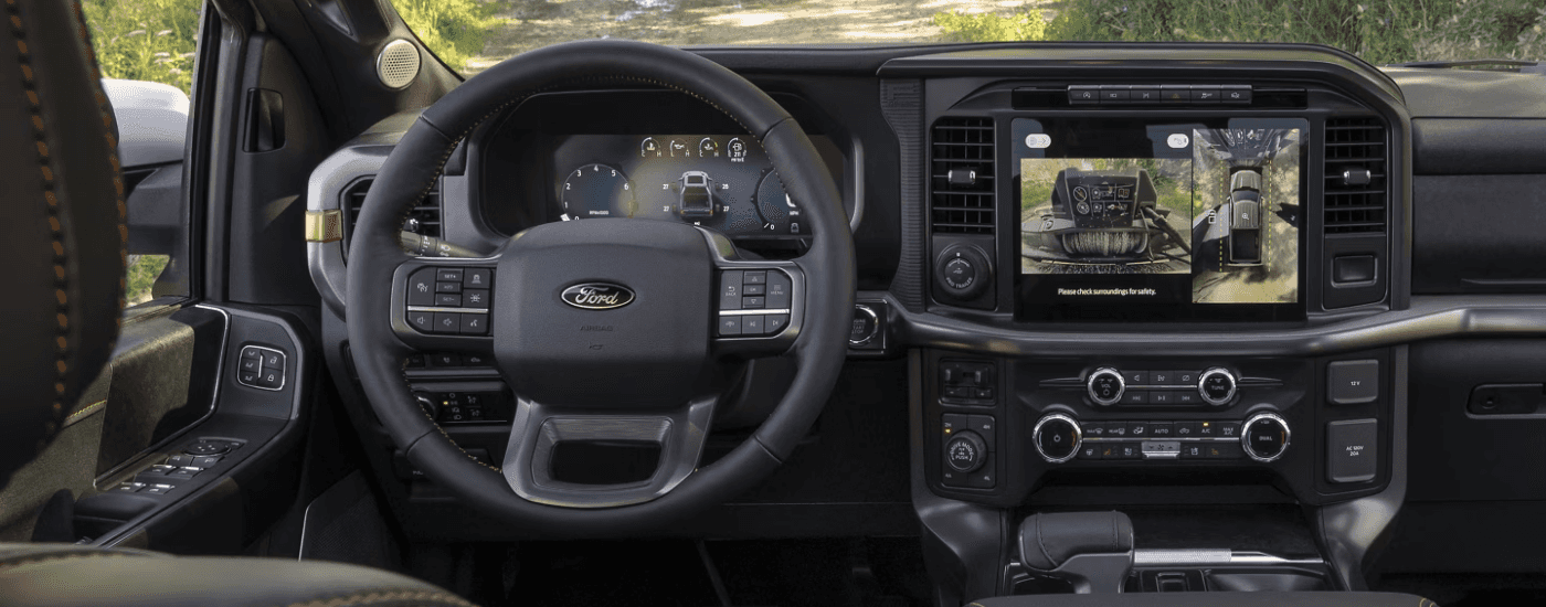 Infotainment and digital gauge cluster on a 2025 Ford F-150 for sale near Fletcher