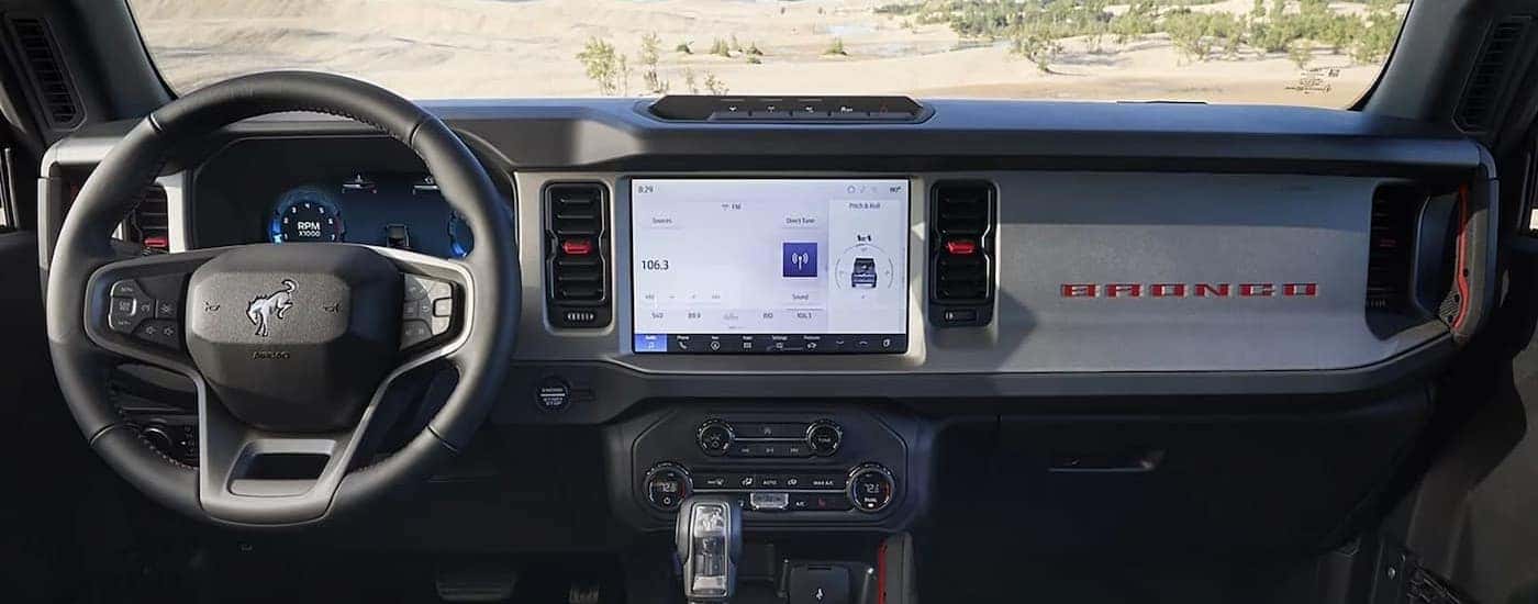 The gray dash in a 2025 Ford Bronco for sale near Boiling Springs.