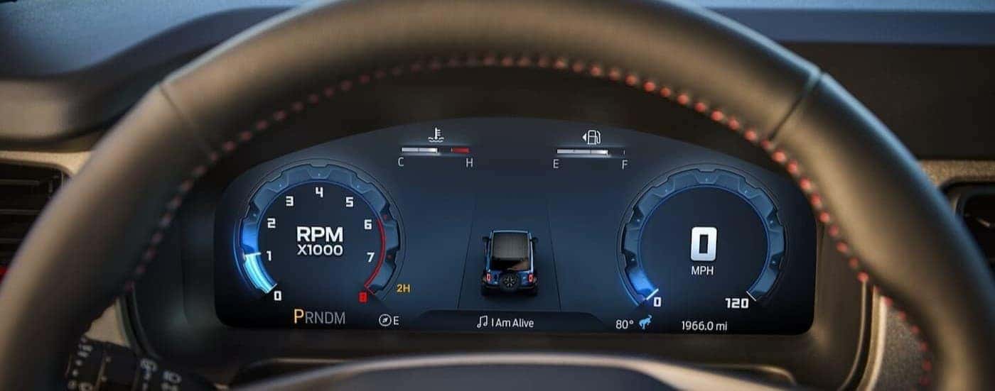 Close-up of the digital dash in a 2024 Ford Bronco.