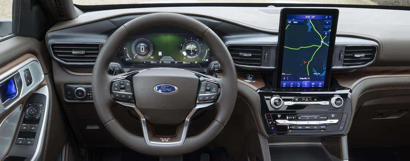 The interior of a 2021 Ford Explorer.