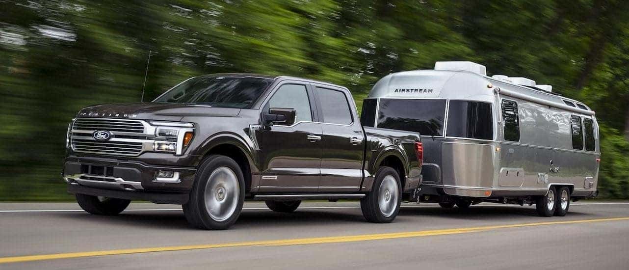 A grey 2022 Ford F-150 from the front.