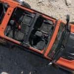 An orange 2022 Ford Bronco is shown from above.
