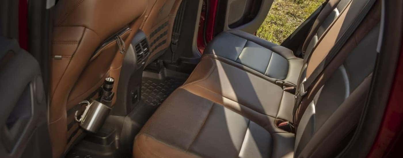 The black and brown interior in a 2023 Ford Bronco Sport.