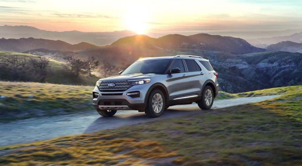 A silver used 2022 Ford Explorer parked off-road