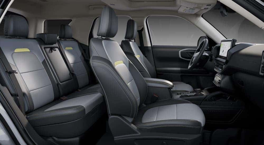 Black leather interior of a 2025 Ford Bronco Sport
