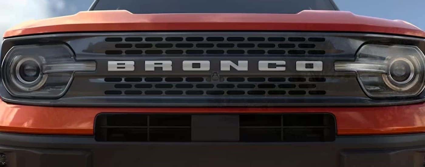Front grille on a red 2023 Ford Bronco Sport Badlands for sale near Owosso