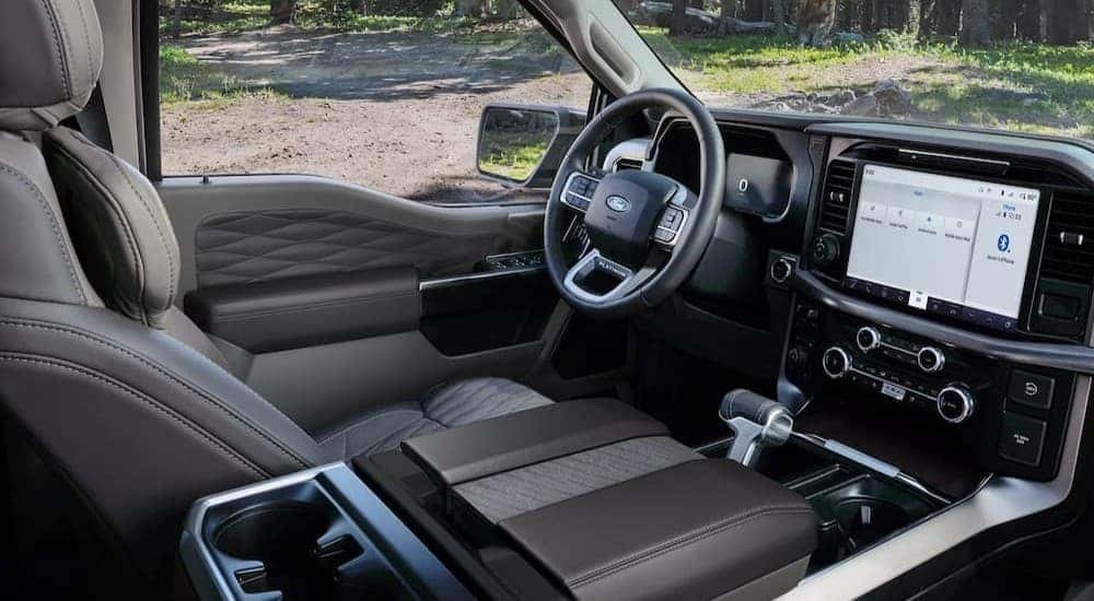 The gray interior in a 2026 Ford F-150 for sale near Iona.