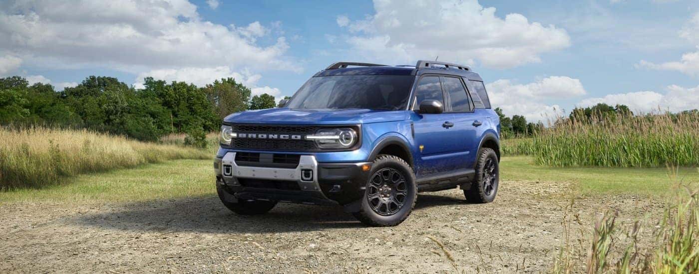 Blue 2026 Ford Bronco Sport Badlands parked off-road