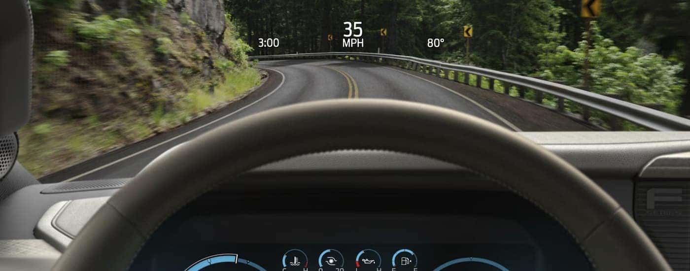 Heads up display in a 2025 Ford F-150.