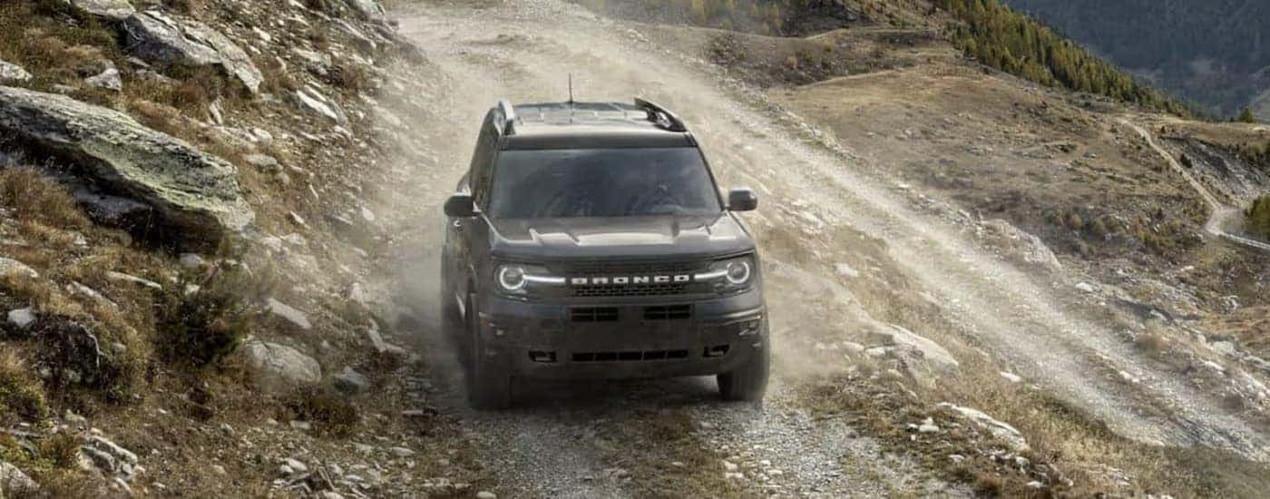 A grey 2022 Ford Bronco Sport off-roading.