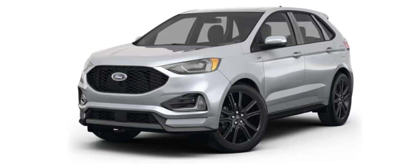 A silver 2022 Ford Edge ST-Line is angled left.