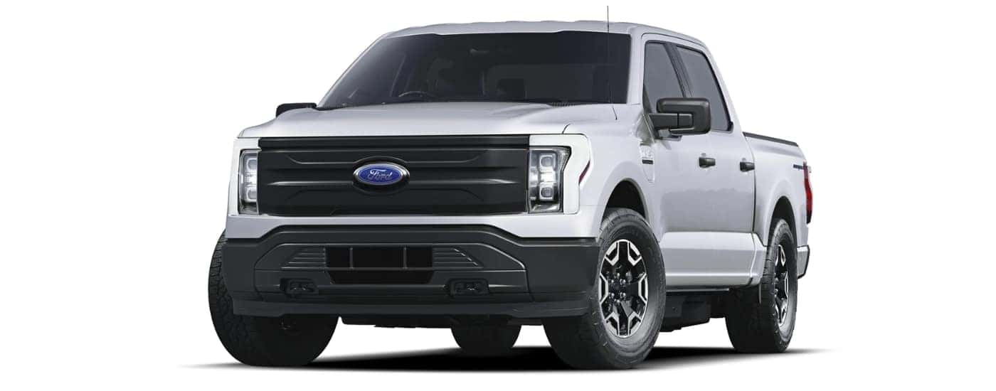 A grey 2022 Ford F-150 Lightning Pro angled left.