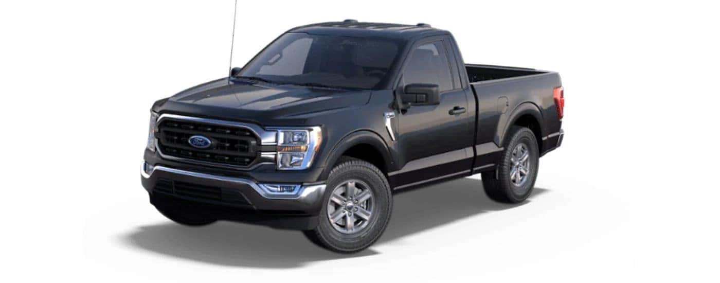 A grey 2022 Ford F-150 XLT angled left.