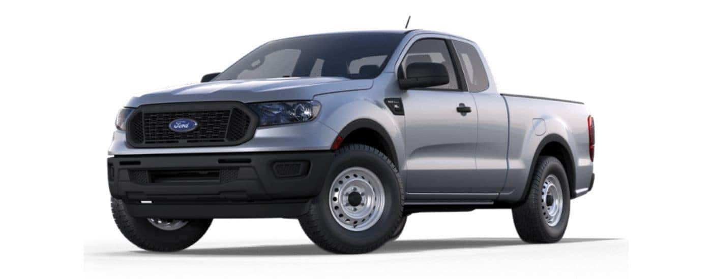 A silver 2023 Ford Ranger XL angled left.