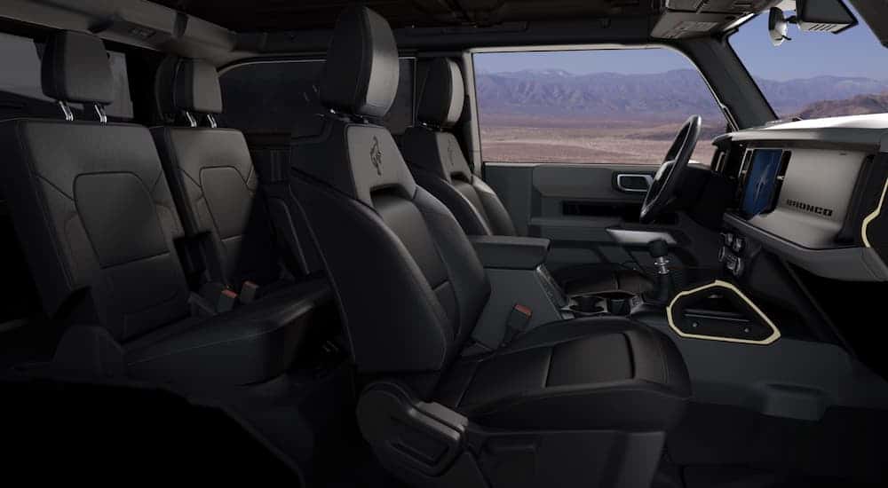 Black leather interior in a 2025 Ford Bronco for sale near Indianapolis