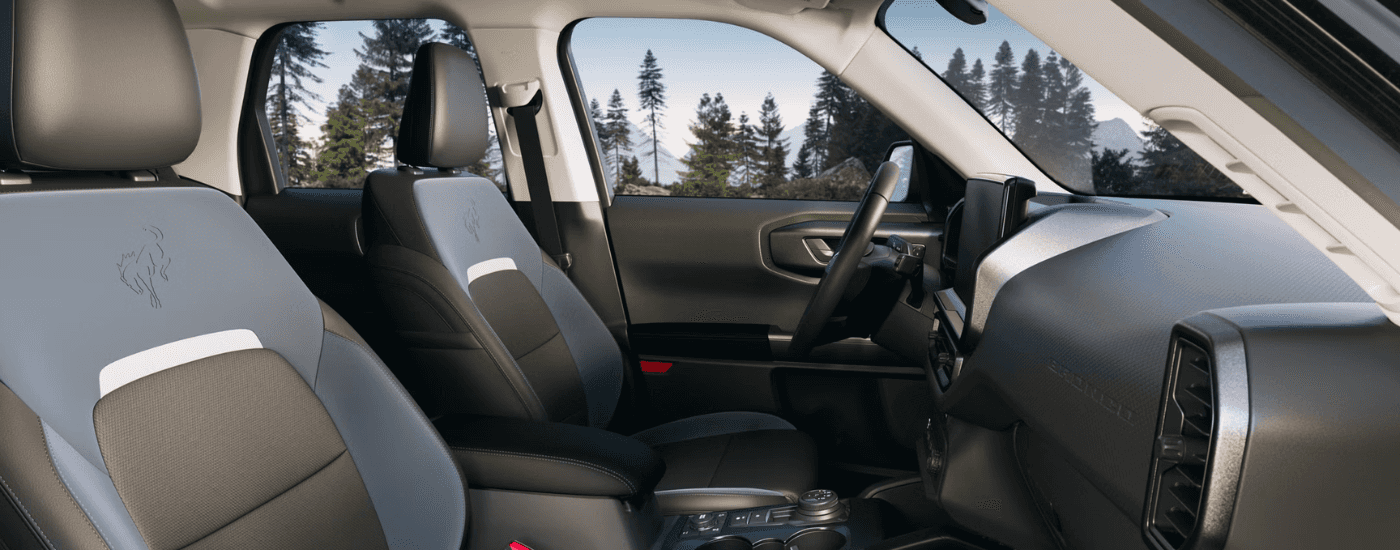 Grey and black interior of a 2025 Ford Bronco Sport for sale near Noblesville