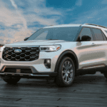 White 2026 Ford Explorer parked on a pier