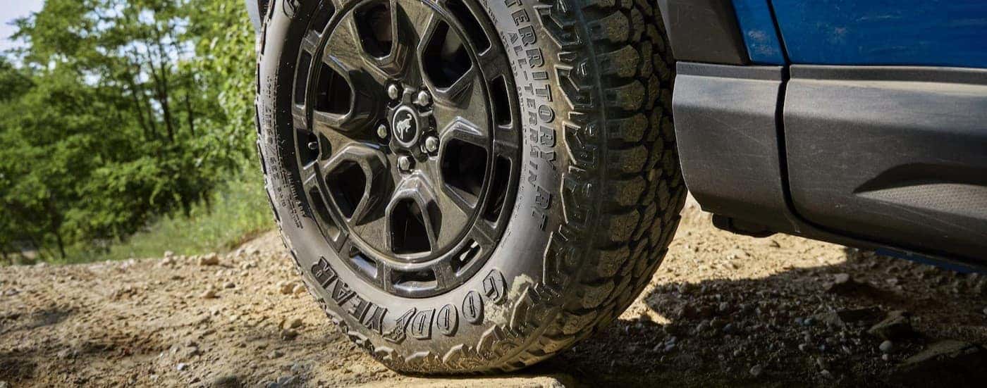 Close-up of a wheel on a 2026 Ford Bronco Sport.