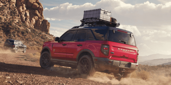 Bronco sport driving in desert.