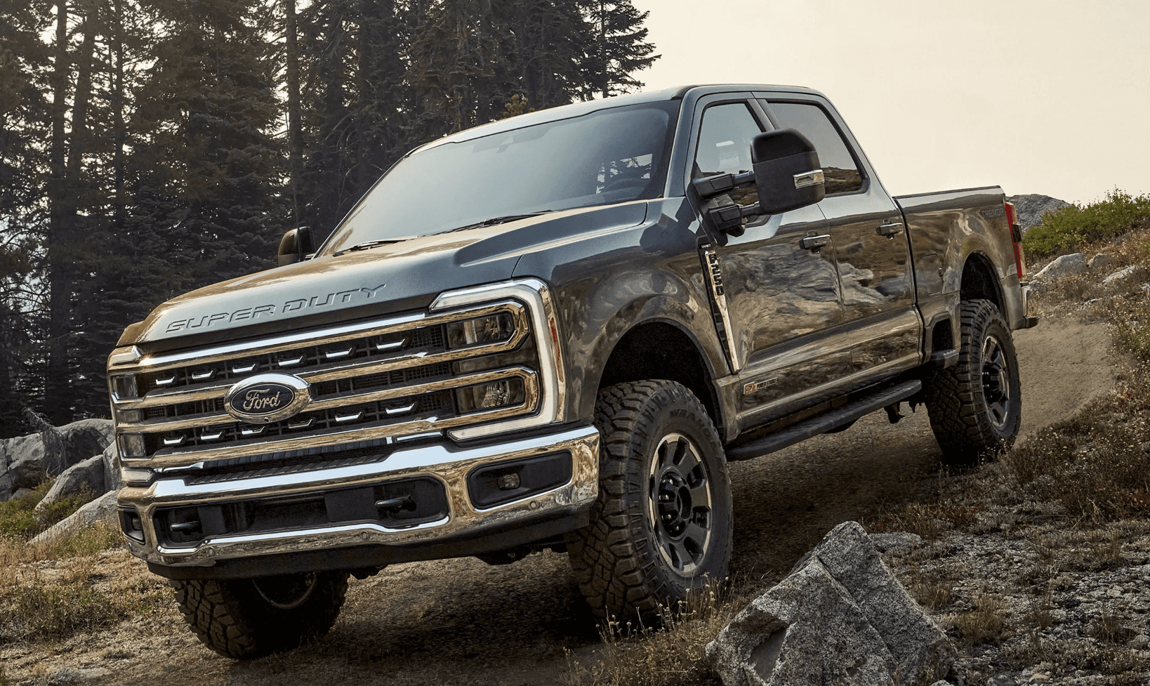 Ford Super Duty driving in woods