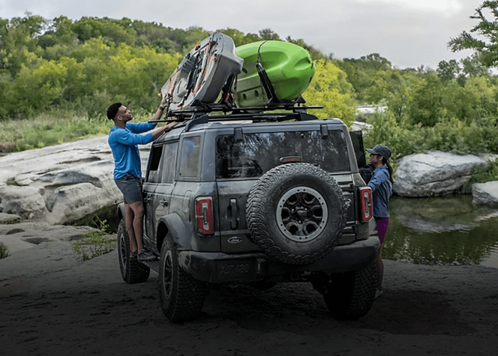 Ford Bronco with kayaks on top