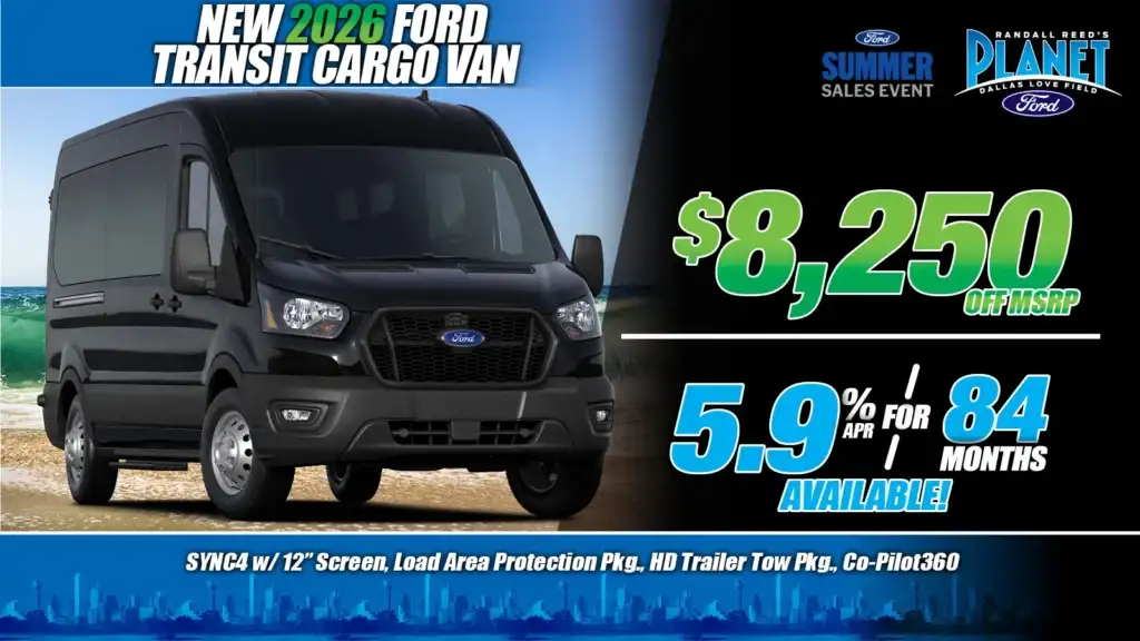 New <u>2026</u> Ford<br>Transit Commercial<br>Cargo Van<br><i>Special in Dallas, TX</i>