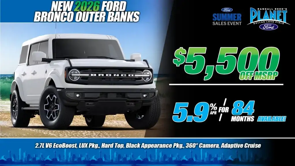 New <u>2026</u> Ford<br>Bronco Outer Banks 4X4<br><i>Special in Dallas, TX</i>