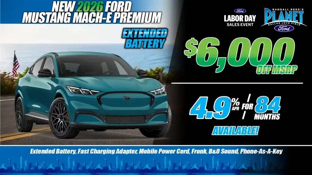 New <u>2026</u> Ford<br>Mustang Mach-E Premium<br><i>Special in Dallas, TX</i>
