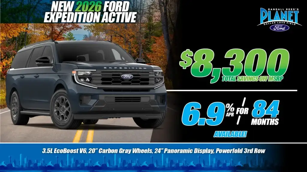 New <u>2026</u> Ford<br>Expedition Active<br><i>Special in Dallas, TX</i>