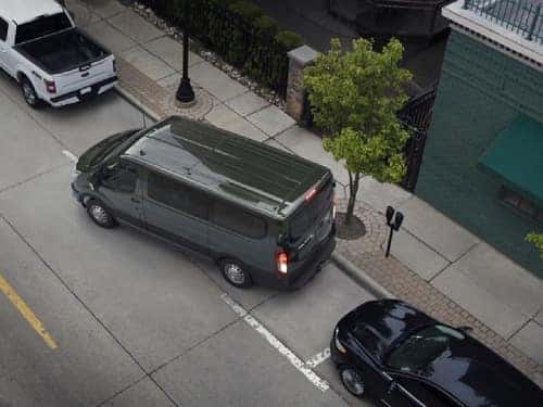 2024 Ford Transit overhead view of van parallel parking