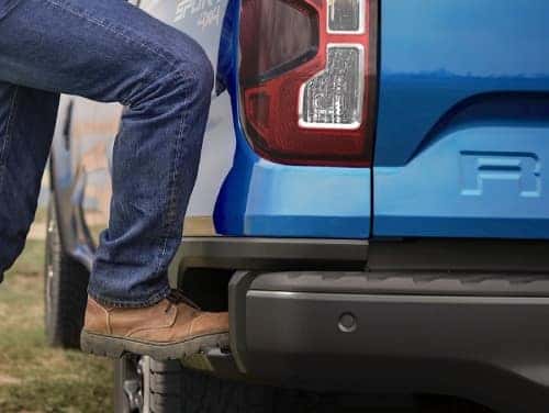 2024 Ford Ranger close up view of man's boot in built in step