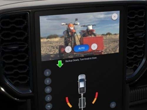 2024 Ford Ranger close up view of rear camera view on touchscreen display